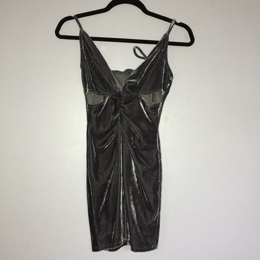 Mini grey velvet mini dress